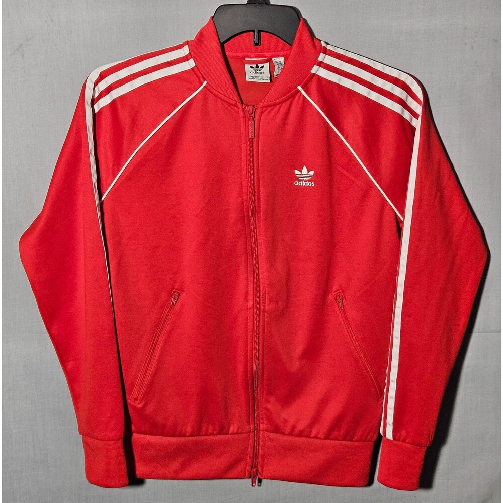 Adidas Track Jacket Primeblue SST Womens S Adicolor Classics Originals Red White